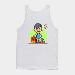 Back to School Cartoon Vector Icon Illustration Tank Top